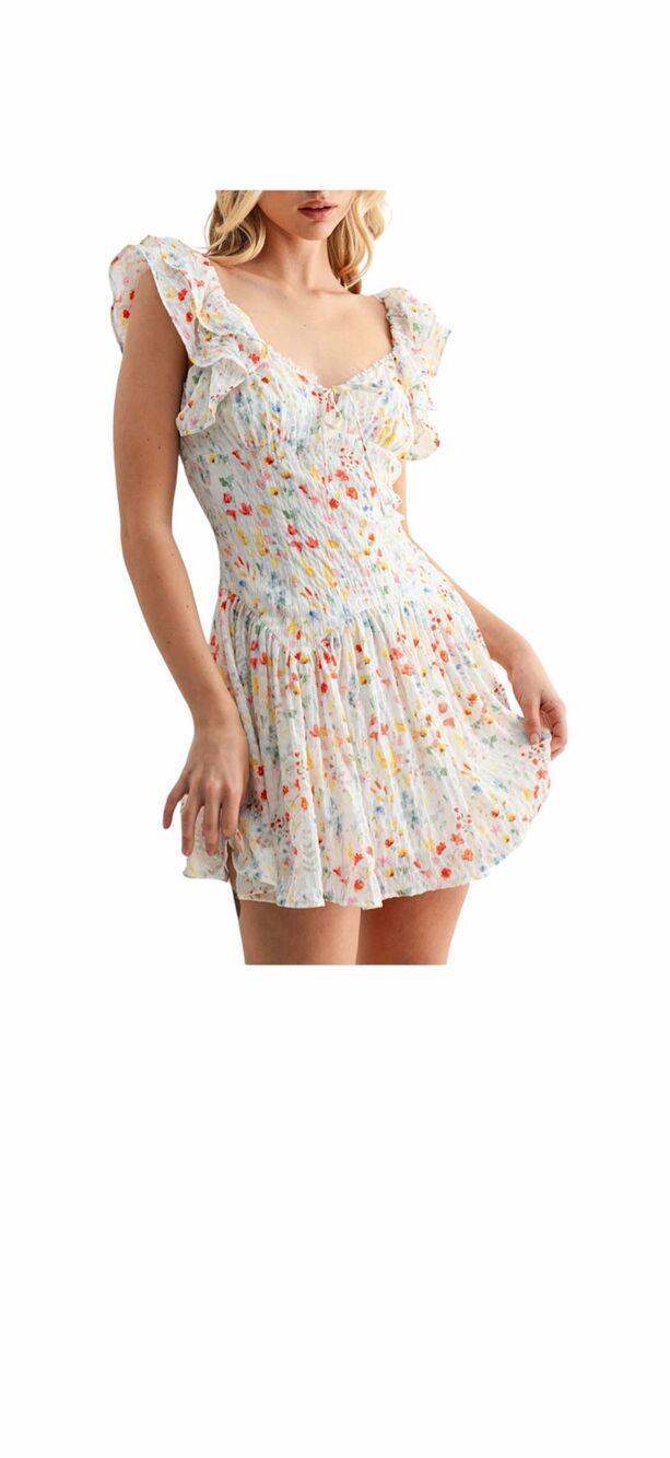 Lush Flutter Sleeve Dropwaist Juniors Minidress Size L NWT